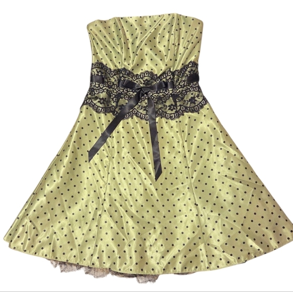 Jessica McClintock Gunne Sax Y2k 80s 90s Ballerina Strapless Prom Polka Dot Sz 7 - Picture 10 of 10